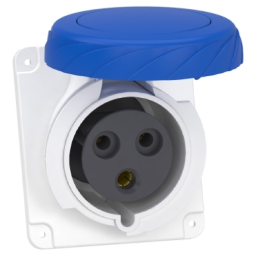PratiKa socket - screw - angled - 32A - 2P  E - 200...250 V AC - panel