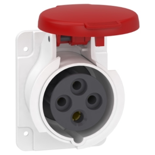 PratiKa socket - fast - straight - 16A - 3P  E - 380...415 V AC - panel