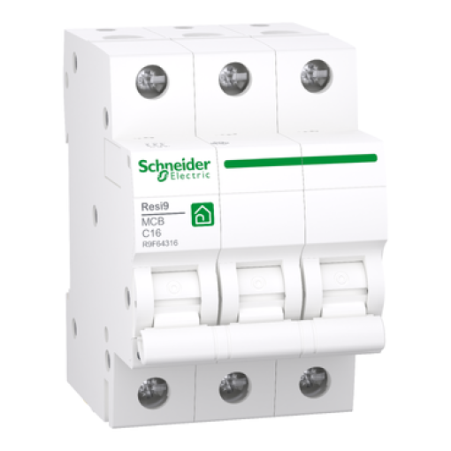 Disjuntor, Resi9, 3P , 16A, Curva C, 3000A IEC 60898-1