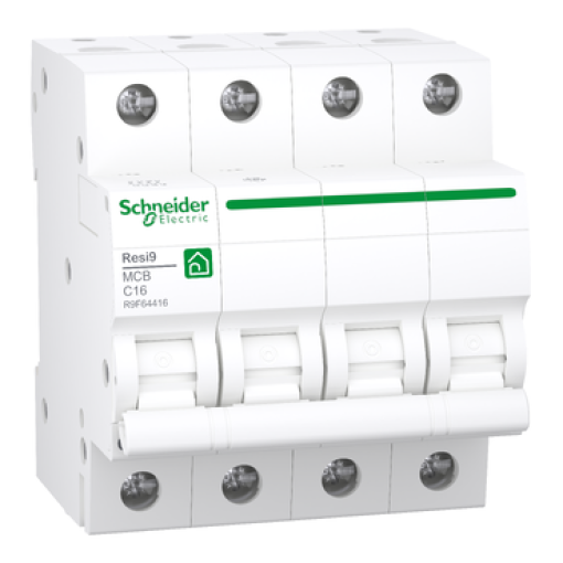 Disjuntor, Resi9, 4P, 16A, Curva C, 3000A IEC 60898-1
