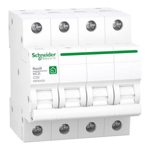 Disjuntor, Resi9, 4P , 20A, Curva C, 3000A IEC 60898-1