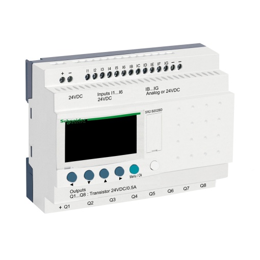 Relé inteligente compacto zelio logic - 20 e s - 24 v cc  relógio - ecrã