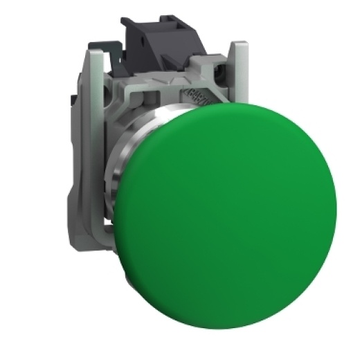 Complete push button, Harmony XB4, Explosive atmosphere, green mushroom pushbutton