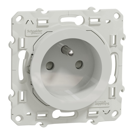 Odace, 1 socket-outlet, 2P  E, shuttered, pin earth, 16 A, white