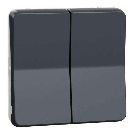 Comutador de escada duplo, Mureva Styl, encastrarsaliente, IP55, 10A, Cinzento