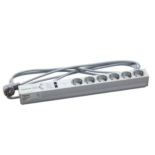 Actassi - 1U power distribution rail - 6 socketsfiltersurge arrester 19P VDE