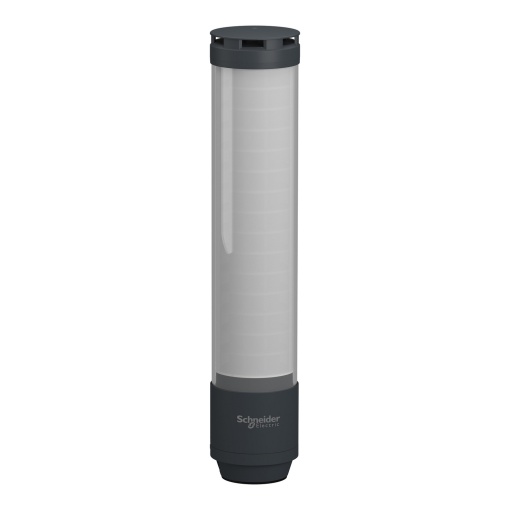Torre luminosa monolítica inteligente, Harmony Pro XVTS, Ø70mm, 15 segmentos de luz, ligação M12 IO-Link, com campainha em cinzento escuro