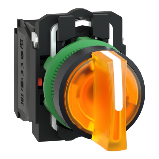 Selector iluminado  laranja 3 posições fijas 230v 1na1nc