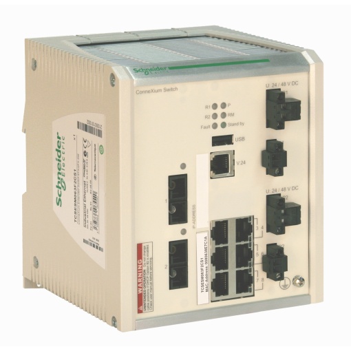 ConneXium Extended Managed Switch - 6 portas para cobre  2 portas para fibra óptica -multimodo - revestido