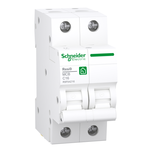 Disjuntor, Resi9, 2P, 16A, Curva C, 3000A IEC 60898-1