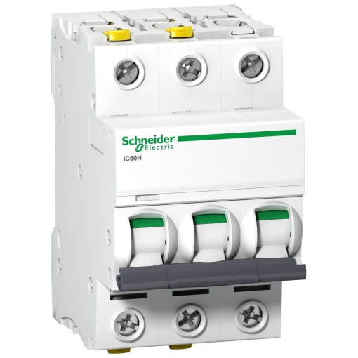 Miniature circuit-breaker, Acti9 iC60H, 3P, 25 A, C curve, 10000 A IEC 60898-1, 15 kA IEC 60947-2
