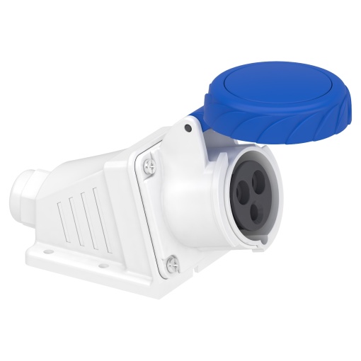 PratiKa socket - screw - angled - 16A - 2P  E - 200...250 V AC - wall
