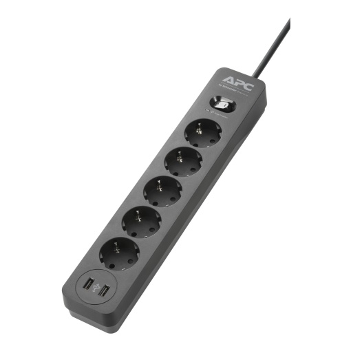 APC Essential SurgeArrest 5 Outlet 2 USB Ports Black 230V Germany