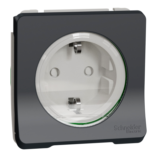 Mureva Styl - Tomada 2PT com obturadores - encastrarsaliente - ligadores parafuso - IP55 - 16A - Cinzento