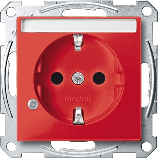 M-Elegance - Tomada 2PT com sinalização, obturadores e porta-etiquetas - 16A - Vermelho