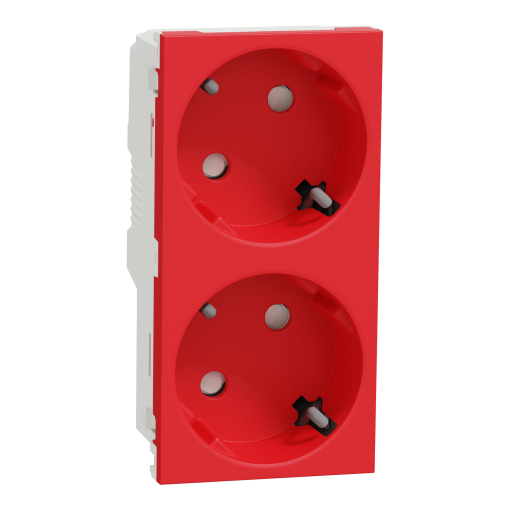 Nova Unica  - Tomada 2x2PT com obturadores - 16A - Vermelho