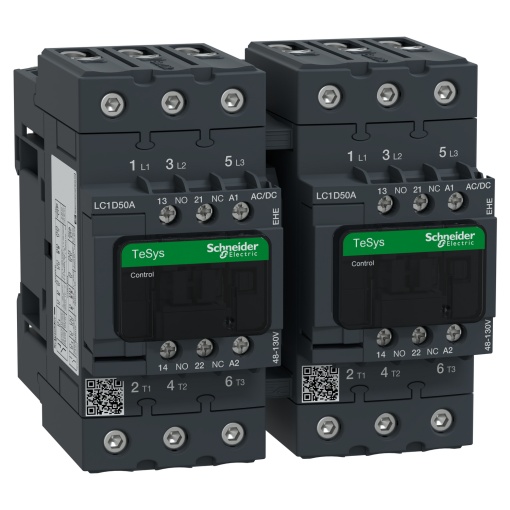 TeSys D reversing contactor - 3P -  440 V - 50 A AC-3 - 48...130 V ACDC coil