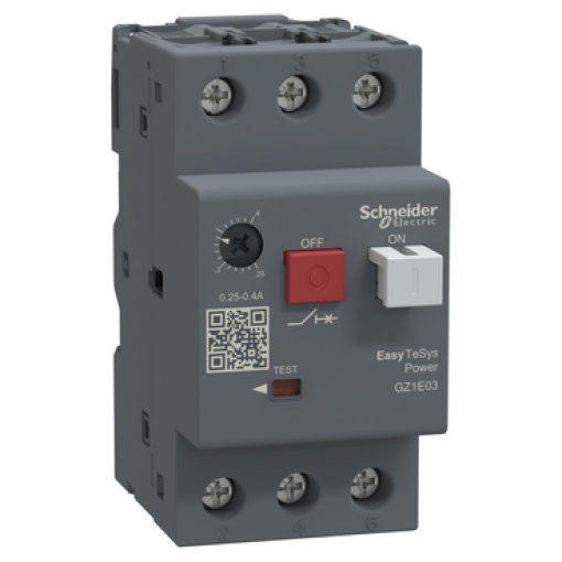 Disjuntor motor, Easy TeSys Power, GZ1E, CA-3, 3P, 0,25..0,40 A, disparo magnético-térmico