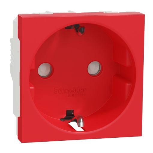Nova Unica - Tomada 2PT com obturadores LP - 16A - Vermelho