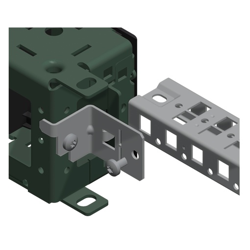 Bracket for fixing crossrails in the plinth. Regulation 25mm pitch.