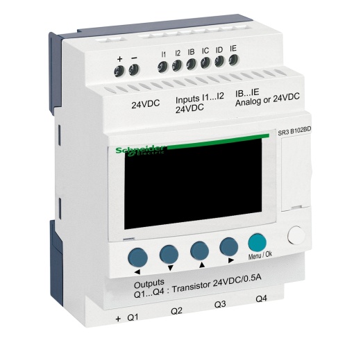 Relé programável Zelio logic - 10 e s - 24 v cc  relógio - ecrã