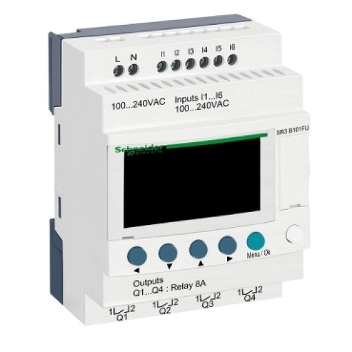 Relé programável Zelio logic - 10 e s - 100..240 v ca  relógio - ecrã