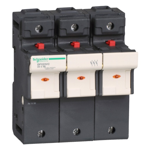 TeSyS porta-fusível 3P 125A - tamanho fusível 22 x 58 mm