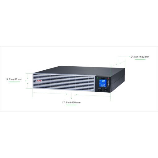 APC Easy UPS On-Line 3kVA íons de lítio racktorre 2U 230V 6 tomadas IEC C13  1 tomada IEC C19 ranhura para cartão inteligente com kit de calhas