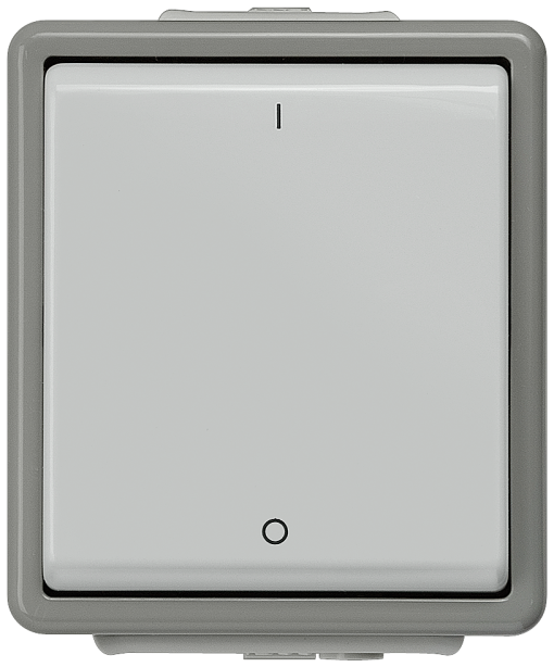 DELTA fläche IP44 surfacem OFF switch with IO symbols 2pole