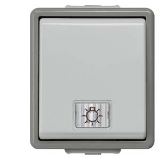 DELTA fläche IP44 surfacem OFF switch with window and LED insert