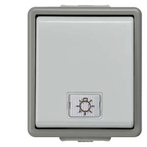 DELTA fläche IP44 surfacem twoway switch with window and LED insert