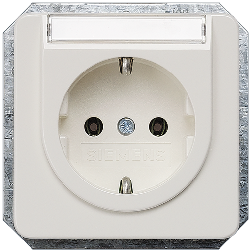 DELTA profil SCHUKO socket outlet with labeling field titanium white