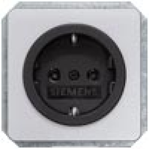 DELTA profil SCHUKO socket outlet silver with black bezel