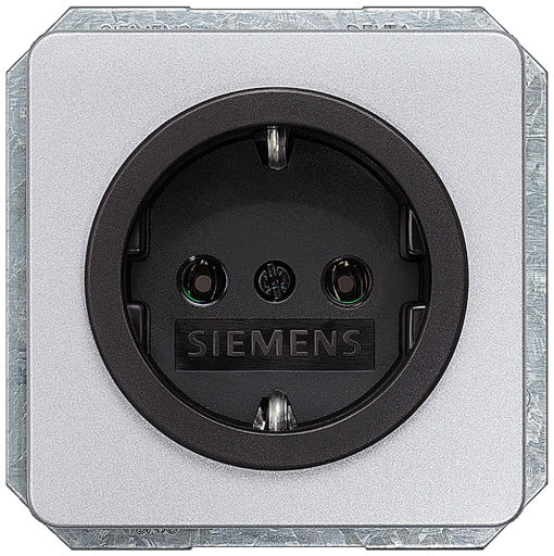 DELTA profil SCHUKO socket outlet silver with black bezel
