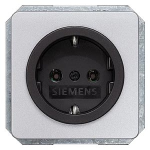 DELTA profil SCHUKO socket outlet silver with black bezel