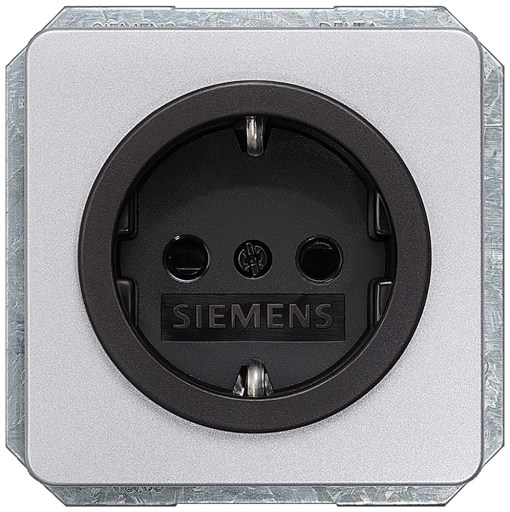 DELTA profil SCHUKO socket outlet silver with black bezel and incr touch pro