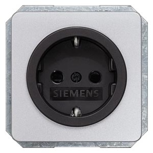 DELTA profil SCHUKO socket outlet silver with black bezel and incr touch pro