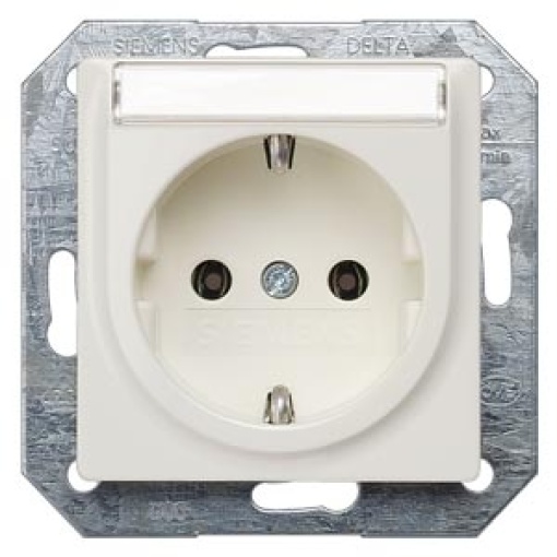 DELTA isystem SCHUKO socket outlet with labeling field titanium white