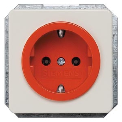 DELTA profil SCHUKO socket outlet silver with orange bezel ZSV