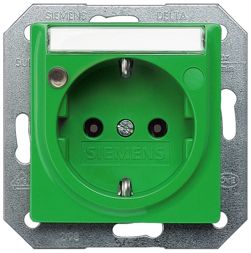 DELTA isystem socket outlet with labeling field and status indicator green 