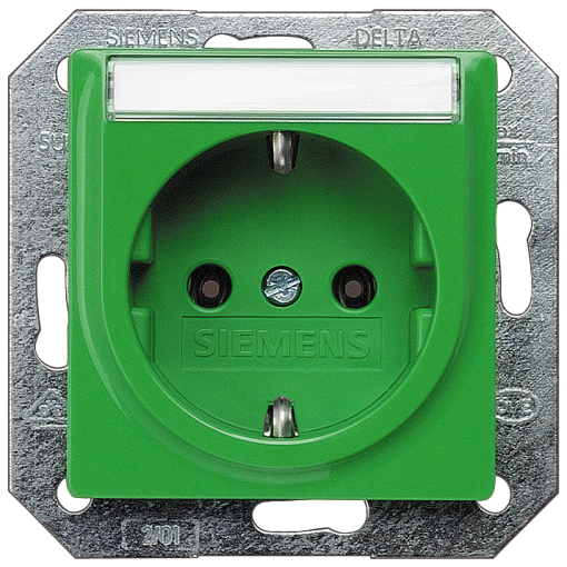 DELTA isystem SCHUKO socket outlet with labeling field green