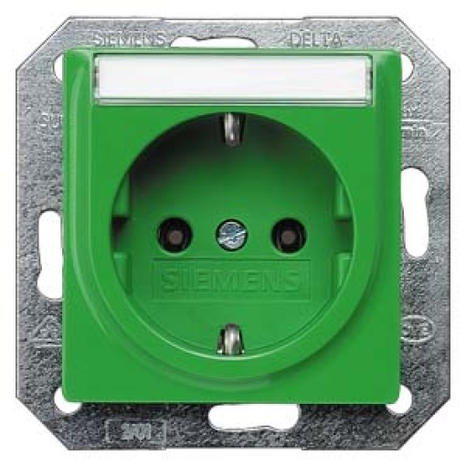 DELTA isystem SCHUKO socket outlet with labeling field green