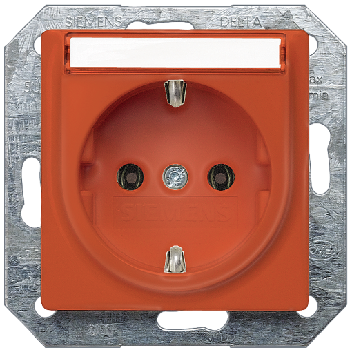 DELTA isystem SCHUKO socket outlet with labeling field orange