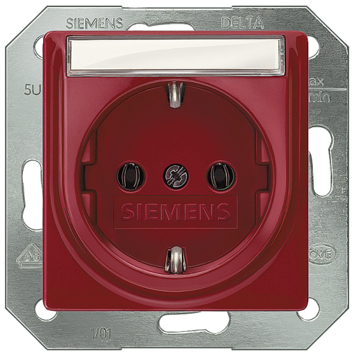 DELTA isystem SCHUKO socket outlet with labeling field red