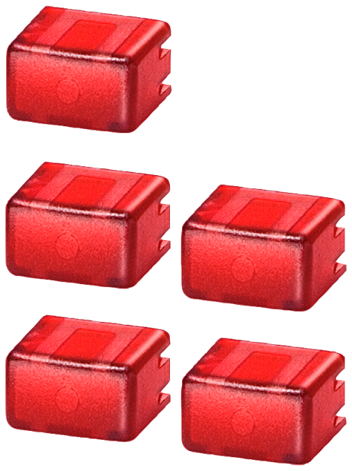 Set of caps for pushbutton 5TE48 set with 5x each redtransparent