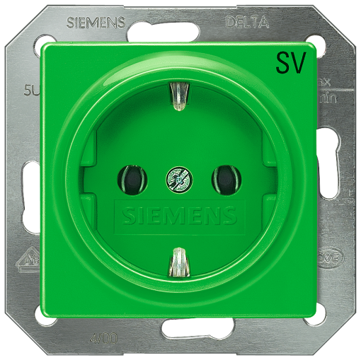 DELTA isystem SCHUKO socket outlet with SV inscription green