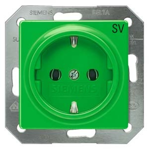 DELTA isystem SCHUKO socket outlet with SV inscription green