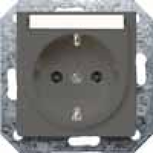 DELTA isystem SCHUKO socket outlet with labeling field carbon metallic