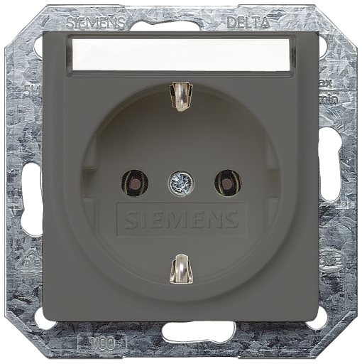 DELTA isystem SCHUKO socket outlet with labeling field carbon metallic