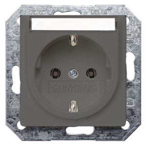 DELTA isystem SCHUKO socket outlet with labeling field carbon metallic